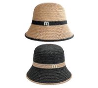 CWPFVQA Lot De 2 Chapeaux Seau pour Femme, Chapeaux De Paille Au Crochet, Chapeaux en Maille Creuse, Chapeaux Décontractés D'Extérieur, Chapeaux De Protection Solaire Respirants, Chapeaux De Plage