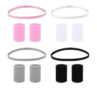 CWPFVQA Lot De 4 Bandeaux De Sport, 4 Paires De Bracelets Absorbant La Transpiration, Bandeaux Antidérapants, Élastiques, Pour Basketball Et Autres Sports, Unisex