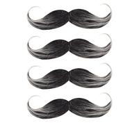 CWPFVQA Lot De 4 Barbes Artificielles, Moustache Noire, Fausse Barbe À Coller, Fausse Barbe pour Homme, Barbe Rétro des Années 80, Adaptée pour Le Cosplay, Le Maquillage