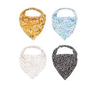 CWPFVQA Lot De 4 Foulards Triangulaires Floraux, Foulard Floral pour Femme, Foulard Décoratif, Foulard Élastique, Couvre-Chef Élégant, Accessoires Vestimentaires