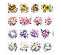 CWPFVQA Lot de 4 rouleaux de ruban floral, autocollants transparents, pour scrapbooking, cadeau, décoration d'album photo