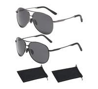 CWPFVQA Lunettes De Soleil Polarisées Pour Hommes - 2 Paires avec 2 Sacs, Protection UV, Style Rétro Aviateur - Articles D'Extérieur