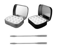 CWPFVQA Mini Boîte De Peinture 2 Pièces, 2 Bâtons De Palette, Mini Palette D'Aquarelle, Mini Boîte De Peinture 12 Compartiments, Boîte D'Aquarelle Portable, Coffret D'Aquarelle De Voyage