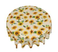 CWPFVQA Nappe Tournesol 1 Pièce, Nappe Ronde Florale, Nappe À Motif Imprimé, Nappe De Décoration De Table À Manger, Nappe Imperméable Et Anti-Salissure, Accessoires De Table Basse