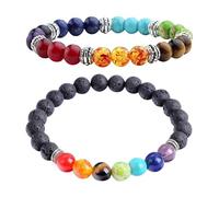 CWPFVQA Pack De 2 Bracelets en Perles Colorées, Bracelets en Perles pour Femme, Bracelets Élastiques, Bracelets en Cristal pour Femme, Bracelets Style Bohème