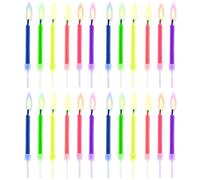 CWPFVQA Pack De 24 Bougies À Flammes Colorées, Bougies De Décoration De Gâteau, Bougies d'anniversaire, Accessoires De Gâteau, Bougies De Gâteau Créatives