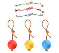 CWPFVQA Pack De 3 Balles De Dentition, 3 Pièces De Nœuds Mordants, Jouets À Tirer pour Chiens, Balle en Caoutchouc pour Chiens, Balle pour Chien Indestructible, Jouet De Tir À La Corde Interactif