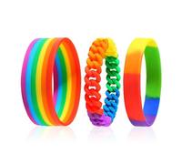 CWPFVQA Pack De 3 Bracelets Colorés, Bracelets Twist Colorés, Bracelets Tressés, Bracelets en Silicone, Bracelets Arc-en-Ciel, Bracelets De Fierté, Accessoires Vestimentaires