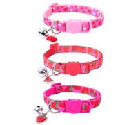 CWPFVQA Pack De 3 Colliers pour Animaux De Compagnie Aux Fruits, Collier pour Chaton, Collier pour Chat Rose, Collier pour Chaton avec Cloche, Cloche De Chat Bruyante sur Le Collier