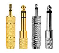 CWPFVQA Pack De 4 Adaptateurs pour Casque, Adaptateur Jack Stéréo, Adaptateur Jack Audio, Convertisseur Prise Casque 6,35 Mm vers 3,5 Mm, Adaptateur Microphone