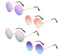 CWPFVQA Pack De 4 Lunettes De Soleil Hippie à Monture Ronde, Dégradées et Colorées - Style Plage et Mode Tendance Pour Femmes