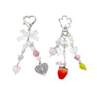 CWPFVQA Porte-Clés Fraise 1 Pièce, Porte-Clés Amour, Breloque De Sac Mignonne, Rouge, Métal, Plastique, Petit, À La Mode Et Polyvalent, Amitié Amour, Crochet à clipser, Tout-public