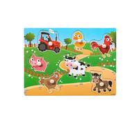 CWPFVQA Puzzle Ferme 7 Pièces, Puzzle en Bois, Puzzle en Bois pour 1 an, Puzzle Bébé, Puzzle en Bois pour Les Tout-Petits, Puzzle pour 1 an