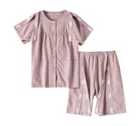 Cwuhyatre Ensemble Pyjama Patient Femme Manches Courtes Haut Boutonné et Pantalon Taille Élastique Tenue Médicale Léger Respirant Confortable Vêtement de Convalescence Maison Été
