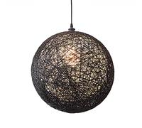 CWVYKNP Abat-Jour Créatif Lustre Boule en Rotin Naturel Éclairage De Plafond Géométrique Rétro Marron Abat-Jour Suspendu Rond Tissé À 1 Lumière, pour Restaurant De Ferme, 40 Cm
