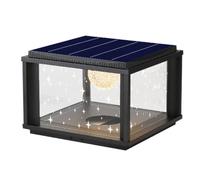 CWVYKNP Lampadaire Solaire Moderne Noir Bloc Lumineux Extérieur avec Télécommande IP65 Allumage/Extinction Automatique Lampe Murale À Intensité Variable pour Clôture, Terrasse, Cour