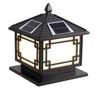 CWVYKNP Lampe Solaire Extérieure pour Colonne, Embout en Bronze Antique pour Jardin Lampe Décorative Extérieure pour Pilier De Clôture avec Allumage/Extinction Automatique Et Design Asiatique Vintage