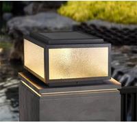 CWVYKNP Lampe Solaire Extérieure sur Poteau, Lampe Carrée avec Abat-Jour en Verre Lampe Solaire Contemporaine pour Poteau De Clôture, Lampe Moderne À 3 Modes pour La Décoration De Jardin Paysager