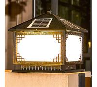CWVYKNP Lampe Solaire pour Poteau Lampe Décorative Carrée pour Pilier, Idéale pour L'aménagement Paysager Lampe Solaire Étanche pour Poteau D'extérieur Lampe Carrée Extérieure De Style Asiatique