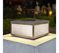 CWVYKNP Lampes sur Poteau en Verre D'extérieur Lampes Solaires De Jardin À Allumage/Extinction Automatique, Éclairage Paysager Carré pour Terrasse Extérieure, Lampe Solaire Antirouille