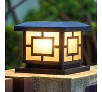 CWVYKNP Lanterne Solaire Extérieure sur Poteau, Lampe Pilier Carrée en Métal Résistant Aux Intempéries Éclairage D'accentuation Élégant pour Clôture De Jardin Lampe LED Solaire À Intensité