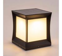 CWVYKNP Lanterne Solaire Extérieure sur Poteau Lanterne Carrée Moderne sur Pilier avec Panneau Dépoli Lampe Étanche sur Pilier pour Portail Et Clôture 4 Modes D'éclairage Solaire LED pour Allées