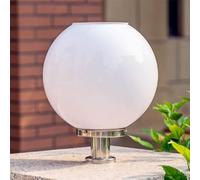 CWVYKNP Lanterne Solaire Sphérique Étanche sur Poteau, Lampe Globe Moderne pour Porche, Lampe Pilier Ronde Extérieure pour Jardin, Éclairage LED Blanc Doux en Acrylique pour Allée De Jardin