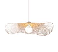 CWVYKNP Luminaires Décoratifs Creux Uniques en Rotin Grandes Suspensions en Bambou Lustres Tissés De Ferme De Campagne Lampe Suspendue Au Plafond pour Cuisine, Salon, Salle À Manger