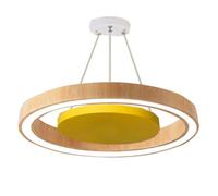 CWVYKNP Plafonnier Style École Avec Ampoule LED Anneau Métallique Suspendu Avec Finition Imitation Bois, Abat-jour Couleur Macaron Pour Salle À Manger, École Maternelle, Couloir, Cuisine, Café