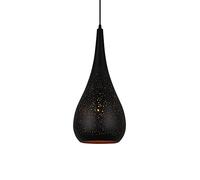 CWVYKNP Suspension Noire en Forme De Goutte d'eau Lampe Suspendue À Tête Unique en Fer Creux, Convient pour La Source De Lumière E27 De La Salle À Manger Luminaire De Décoration Suspendu Facile