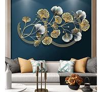 CWW Metal Wall Art Creative Handmade Ginkgo Leaves 3D Hanging Sculpture Modern Luxury Lightweight Art Decoration for Living Room, Bedroom, Kitchen, Study, Hallway, Office, Waiting Area