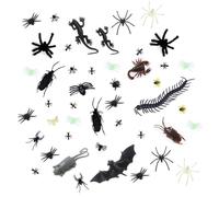 CWWYQ Lot de 44 araignées en plastique pour Halloween, araignées réalistes blanches et noires, scorpions, centipèdes, geckos, cafards, araignées, faux insectes pour Halloween, cadeaux de fête