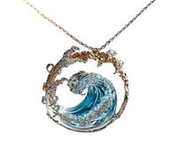 CWXKGL Bijoux thème d'été vague océan plage bijoux de mer, ensemble de bijoux de serment de l'océan, collier/bague/boucle d'oreille réglable vague d'océan (necklaces)