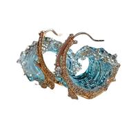 CWXKGL Bijoux thème d'été vague océan plage bijoux de mer, ensemble de bijoux de serment de l'océan, collier/bague/boucle d'oreille réglable vague d'océan (earrings)