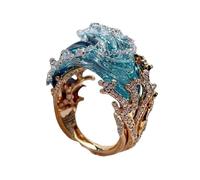 CWXKGL Bijoux thème d'été vague océan plage bijoux de mer, ensemble de bijoux de serment de l'océan, collier/bague/boucle d'oreille réglable vague d'océan (Rings)