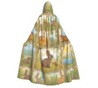 Cwyhdudoh Cape à capuche pour adulte avec imprimé lapin mignon - 190 cm - Costume d'Halloween, Noël, carnaval, jeu de rôle