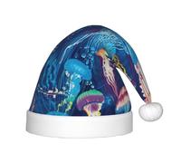 CWYHDUDOH Chapeau d'elfe de Noël imprimé méduses colorées pour enfants, casquette de Noël, fête de fin d'année, accessoires de costume de Nouvel An