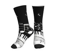 CWYHDUDOH Chaussettes de sport unisexes avec touches de piano imprimées notes de musique - Coupe tendance - Pour course à pied, gym, entraînement, usage quotidien, 1 noir, Taille unique