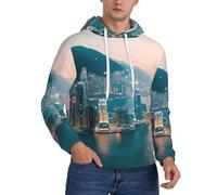 CWYHDUDOH Sweat à capuche Hong Kong imprimé pour homme pour l'hiver, l'automne et le printemps, vêtements décontractés, chaud et léger, Noir , S