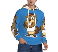CWYHDUDOH Sweat à capuche pour homme avec imprimé castor coquin, pour l'hiver, l'automne, le printemps, décontracté, chaud et léger, Noir , XXL