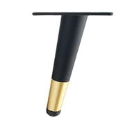 CWYP-038 Pied de Meuble 10cm Noir Doré Pied Table Metal,Fer | Finition Galvanoplastie | Hauteur: 10-55 cm Socles Coniques Pieds de Meubles Pied Table Console Vis Inclus, Lot de 4 (10cm,Inclinés)