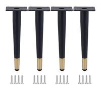 CWYP-038 Pieds de Table 50cm, Pieds Meuble Noir Doré Pied Pour Meuble Metal,Fer | Finition Galvanoplastie | Hauteur: 10-55 cm Socles Coniques Pieds de Meubles Vis Inclus, Lot de 4 (50cm,Fuselés)