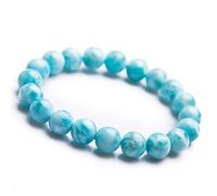 CWZZWS 10 mm authentique Blue naturel Larimar Gemstone Crystal Crystal Round Bead Bracelet AAAAA