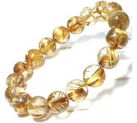 CWZZWS 11,5 mm cheveux d'or naturel quartz rtulated Gemstone cristal rond perle riche bracelet aaaaa Certficate