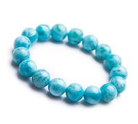 CWZZWS 12 mm authentique Blue naturel Larimar Gemstone Crystal Crystal Round Bead Bracelet AAAAA