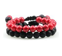 CWZZWS 2 pièces de Perles œil de Tigre pour Hommes et Femmes, breloque en Pierre de Lave Onyx, Bracelets de Yoga, Cadeau pour Amis