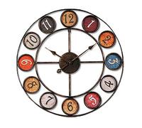 CWZZWS 24 Pouces Iron Art Grande Horloge Murale, Horloge de Suspension Rond et rétro européenne, Horloge métallique Vintage, Horloge Non ticulaire silencieuse, décorative pour la Cuisine de Salon à
