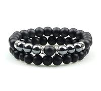 CWZZWS 2pcs hommes Tiger Eye Stone Bracelet Hematite Natural Lava Rock Perles Bracelets et bracelets pour les femmes
