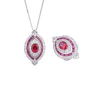 CWZZWS 8 * 10 mm Ruby Gemstone Pendants Collier Rings pour femmes en diamant à haute teneur en carbone