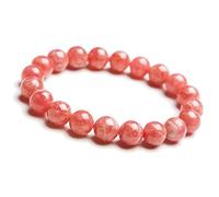 CWZZWS 9,5 mm de glace naturelle Rhodochrosite Gemstone Round Bead Crystal Bracelet